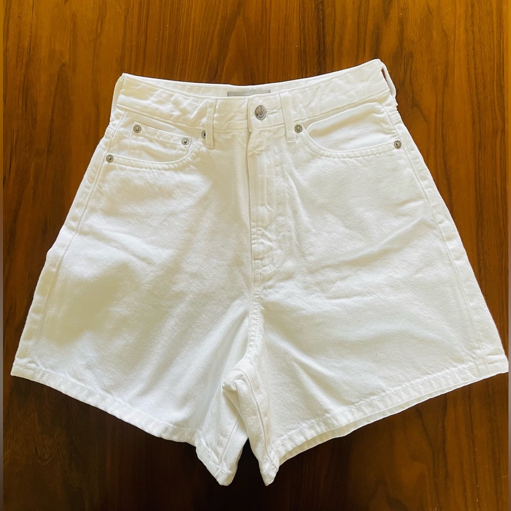 Everlane White High-Rise Jean Shorts